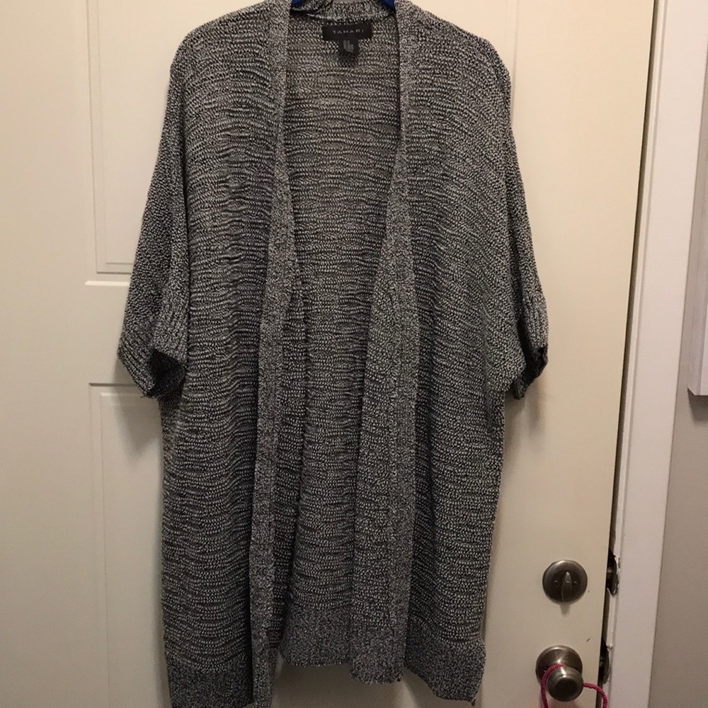Tahari grey cardigan 2x